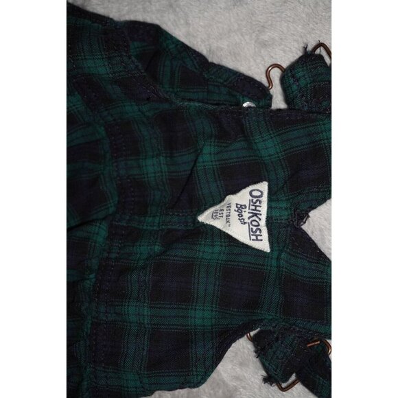 Oshkosh B'Gosh Green Plaid Skirt Overall Dress Girls Size 18M Toddler Kids - Picture 7 of 9